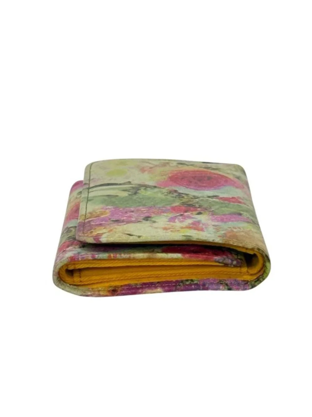 Hobo The Original Floral Trifold Wallet 100% Leather Exterior Cotton Interior